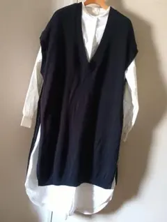 earth music&ecology ロング丈シャツ&ベストセット 黒