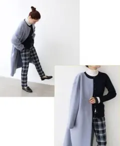 イエナ／美品❤️軽量ラムウール100%ノーカラーコクーンコート ホワイトベージュ IENA（イエナ）の「ラムウールノーカラーコート◇（）」 - WEAR