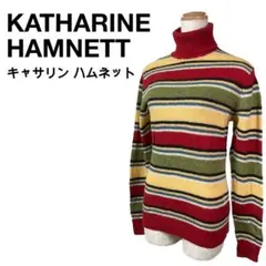 【美品】タートルネック　長袖ニット　キャサリンハムネット　ボーダー
