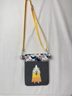 【ハンドメイド】ハロウィン　犬柄のサコッシュ