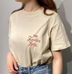 Lee BIGフィット プリントTシャツ 半袖Tシャツ Mサイズ ベージュ