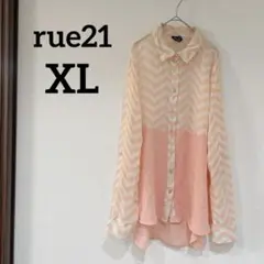⭐️SALE⭐️rue21 【XL】長袖シャツ ピンク・ホワイト シアーシャツ