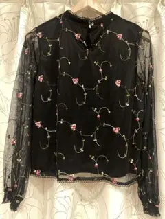 新品、タグ無し♡シースルーブラウス ブラック刺繍