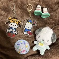 ご当地サンリオ ポチャッコ 缶バッジ ストラップ フィギュアセット