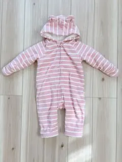 OLD NAVY クマ耳　ピンクボーダー　フリースアウター　12m〜18m