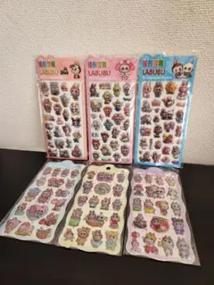 LABUBU ラブブ 3D シール ぷくぷく 6枚セット