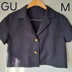 GU　半袖　ジャケット　ゴールドボタン　ショート丈　M　黒 ジーユー