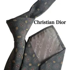 Christian Dior ディオール　ネクタイ ダークグレー パターン付き