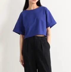 新品 EDITION ポリエステル クロップドTシャツ ブルー半袖 エディションのサムネイル