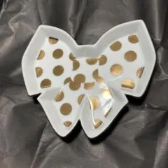 フランフラン　小物入れ　インテリアトレー　アクセサリートレー　ゴールド　リボン