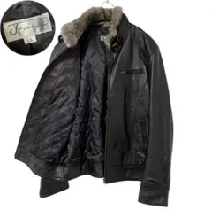 2WAY リアルファー シングルライダースジャケット XL キルティング 羊革