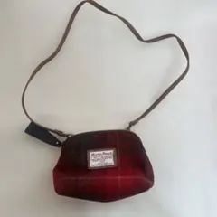 【新品未使用】ハリスツイードコラボショルダーバッグポシェット赤