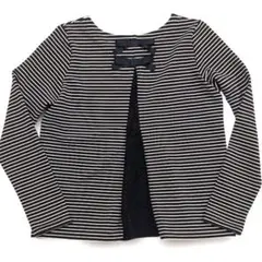 美品　DRE SKIP ストライプ 長袖 トップス リボン付き 黒白　サイズL