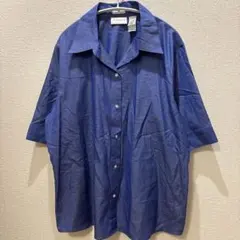 Liz Claiborne リズクレイボーン　半袖シャツ　ノンアイロン　ブルー