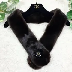 未使用級 ロエベ ティペット マフラー ミンク ナッパレザー ダーク