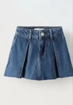 ZARA デニムボックスプリーツスカート 10cm