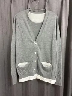 SACAI ドッキング Vネック カーディガン 薄手 グレーのサムネイル