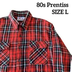 美品 80s Prentiss ヘビーネルシャツ L 赤×黒 USA製 即完売のサムネイル