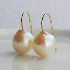 7.9mm　K14GF　パール　ひと粒フックピアス　あこや真珠　アコヤ　小ぶり