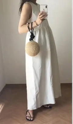 ZARA ノースリーブ ロングワンピース ホワイト