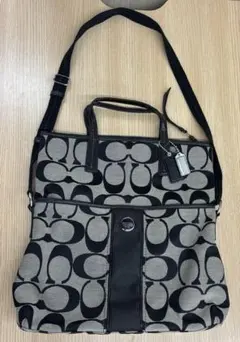COACH 2wayトートバッグ　ショルダーバッグ　キャンバス　シグネチャー
