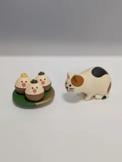 デコレ コンコンブル 三毛猫と和菓子 2点セット