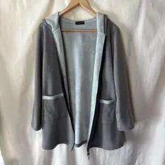 【美品】ジャケット パーカー フード付き フルジップ 裏起毛 グレー L