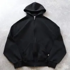 90s ブラック ラッセルRussell 黒無地 フルジップパーカーヴィンテージ