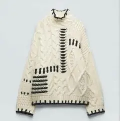 ZARA コントラストトップステッチニットセーター　S
