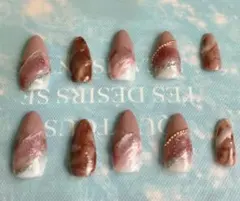 秋色アーモンド型ジェルネイルチップ 10個セット