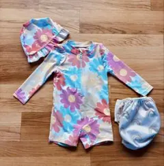 フラワープリント 水着セット 9-12M