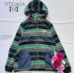 チチカカ 総柄　ボア　フリース ジップアップ　エルボーパーチ　マルチカラー【M】