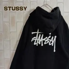 STUSSY　ステューシー　パーカー　プルオーバー　ショーンロゴ　黒　白