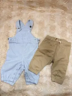 H&M 60-70cmベビー服 サロペット パンツ 2点セット