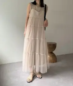 CAPRICIEUX LE'MAGE ベージュ キャミワンピース Fサイズ