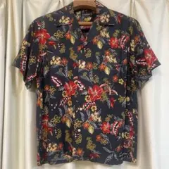 キャプテンズヘルム CAPTAINS HELM ハワイアンシャツ　アロハ　黒のサムネイル