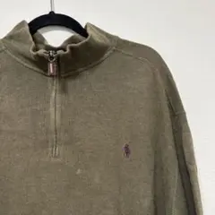 Polo Ralph Lauren オリーブグリーン ハーフジップニット