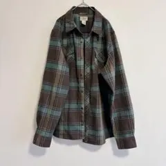 エルエルビーン　長袖ネルシャツ ブラウンと青のチェック　XXL