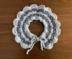 ハンドメイド つけ襟 ブルー キラキラ 冬