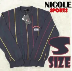 【タグ付未使用品】NICOLE SPORTS　プルオーバーニット　毛100%　紺のサムネイル