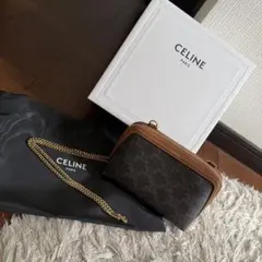 CELINE トリオンフ チェーン付き クラッチポーチショルダーバッグのサムネイル