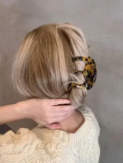 半月型 ヘアクリップ 大きめ マーブル バンスクリップ