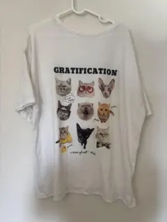 猫　Tシャツ　ホワイト　フリーサイズ