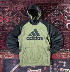 adidas アディダス プルオーバー パーカー オリーブ×ブラック S