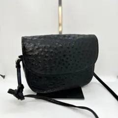 オーストリッチレザー ショルダーバッグ ブラック レザーバッグ