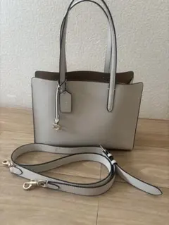 美品 COACH コーチ 2WAY トートバッグ レザー アイボリー ショルダー