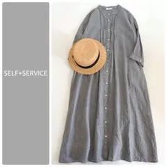 SELF+SERVICE ラミーリネン100%ロングワンピース 千鳥格子柄のサムネイル