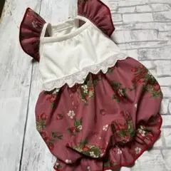 犬服ハンドメイド　肩フリルバルーンワンピース