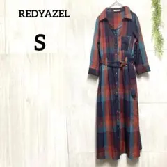 『レディアゼル』　ベルト付き　シャツワンピース　S　ロングワンピース　七分袖