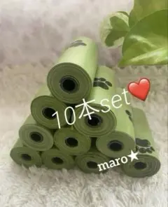 マナー袋10本セット❤️グリーン足跡柄☘️うんち袋⭐️エチケット袋ペット犬ロールゴミ袋のサムネイル